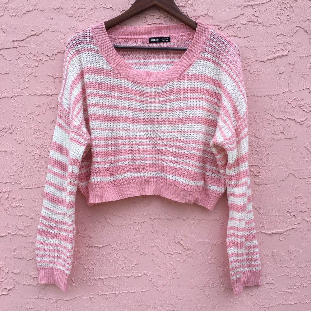 Shein Cropped Striped Sweater